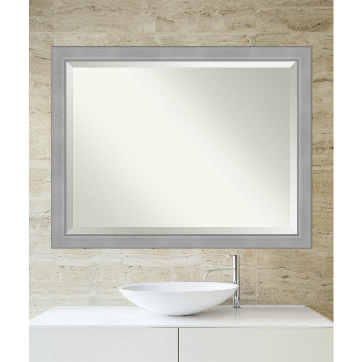 Specchio da parete per bagno bisellato - Cornice in nichel spazzolato Vista