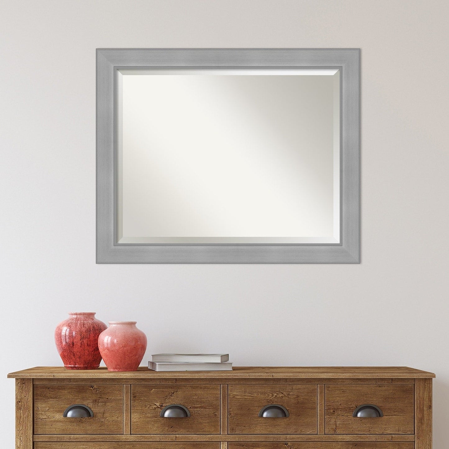 Specchio da parete per bagno bisellato - Cornice in nichel spazzolato Vista