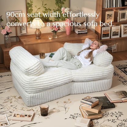 WOWMAX 85'' Divano curvo Chaise Longue Divano soffice senza ossa per soggiorno, comodi divani in velluto a coste di peluche