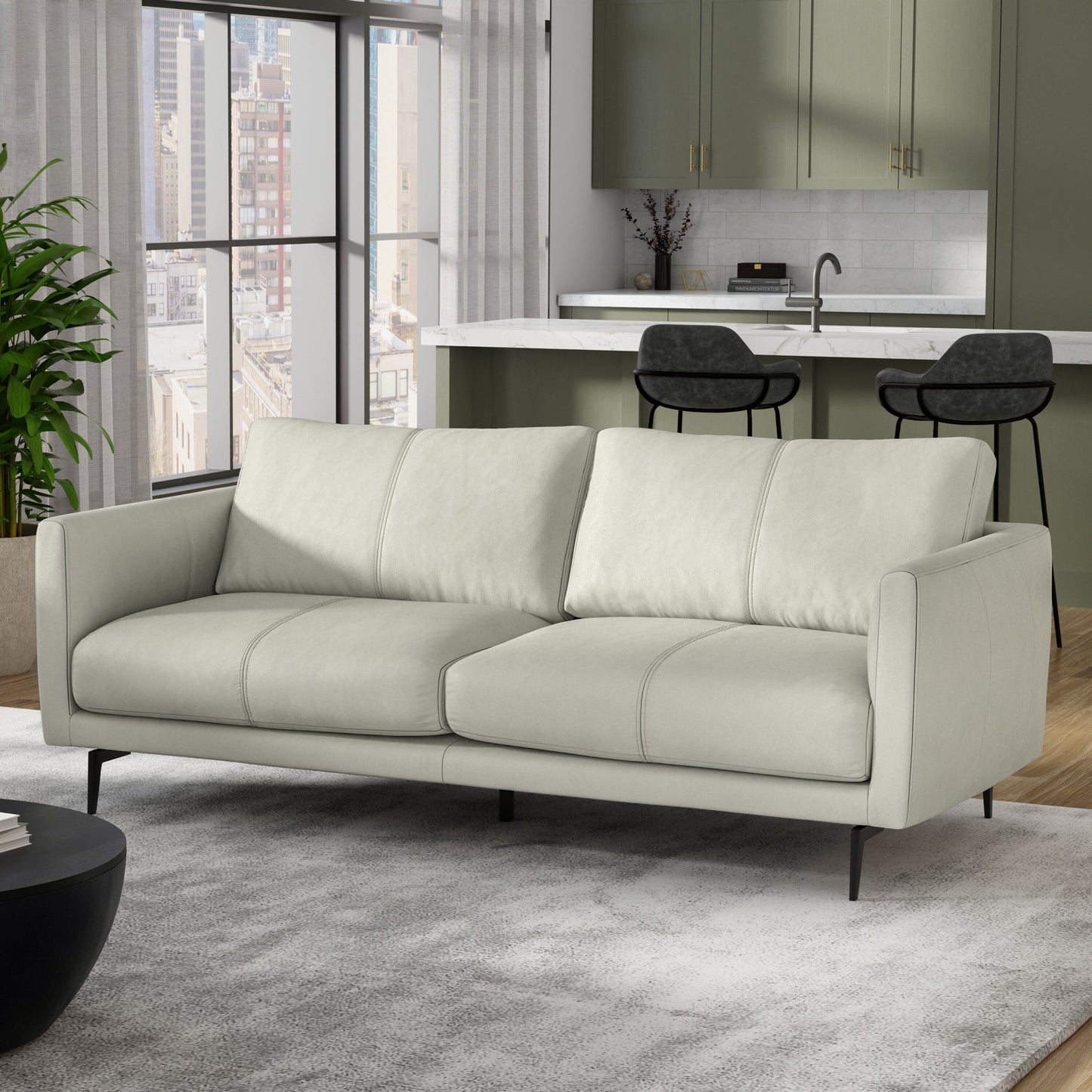 Divano moderno WYNDENHALL Danbury Mid-Century da 81 pollici in vera pelle