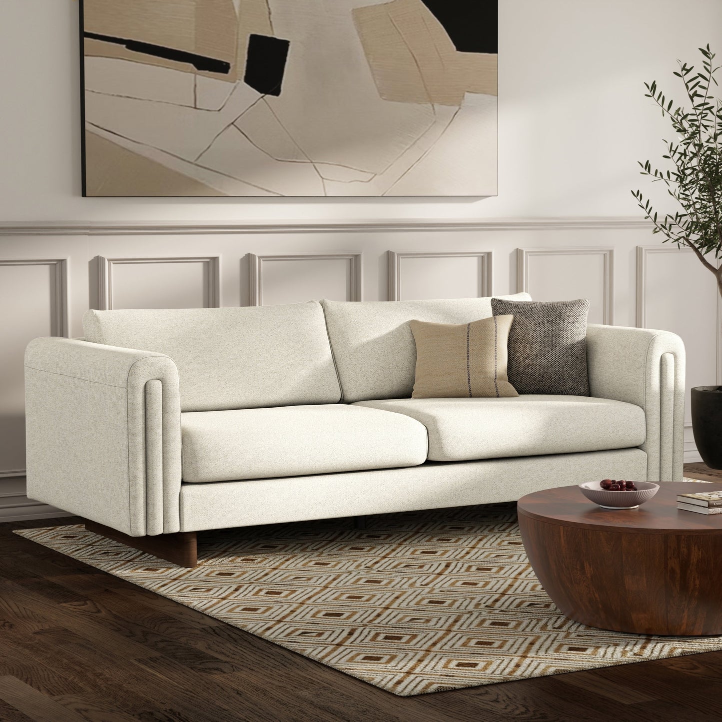 Divano contemporaneo WYNDENHALL Drayton 84 in tessuto tecnico a trama fitta - 84 L x 38 P x 30 A,