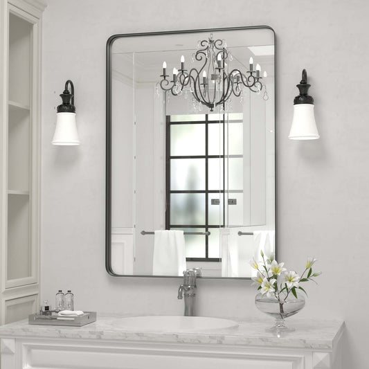 Specchio da parete, specchio da toeletta, specchio da bagno con angolo arrotondato (1 pezzo)