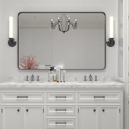 Specchio da parete, specchio da toeletta, specchio da bagno con angolo arrotondato (1 pezzo)