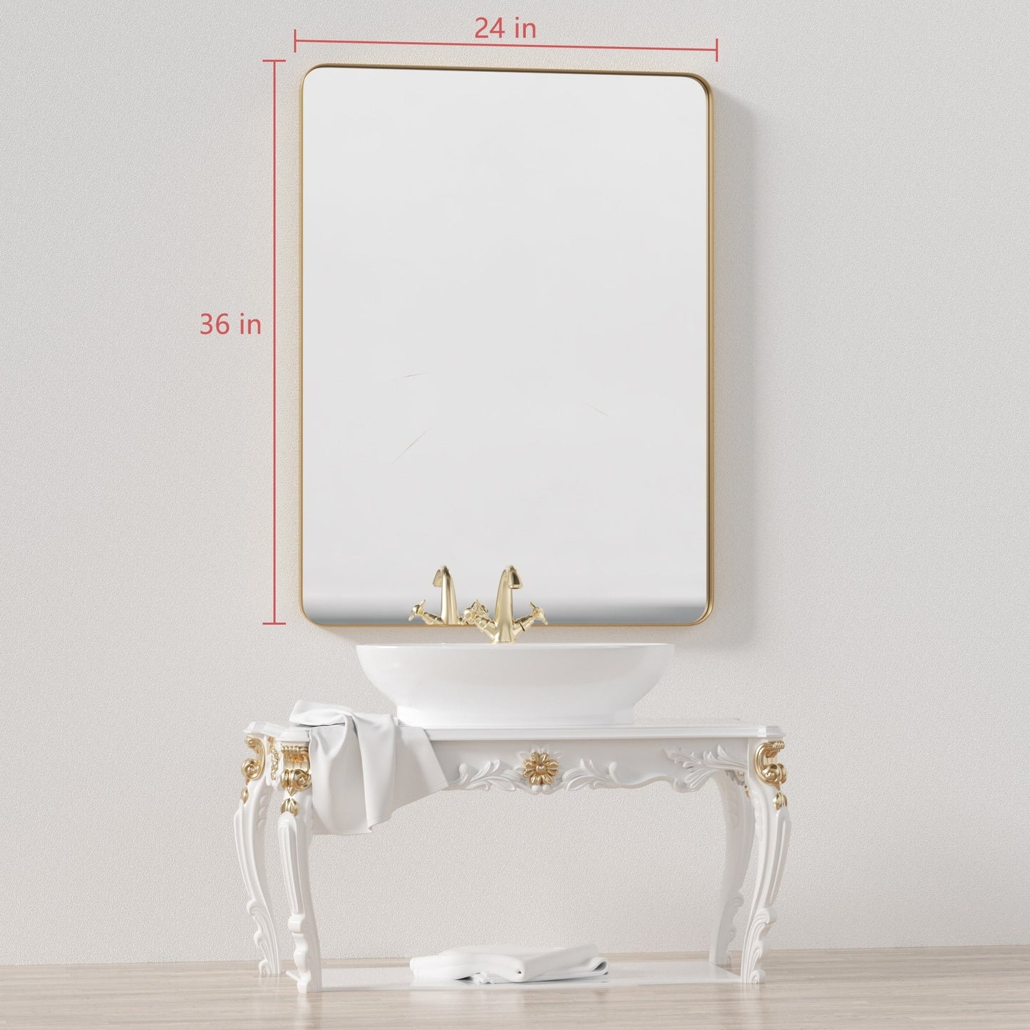 Specchio da parete, specchio da toeletta, specchio da bagno con angolo arrotondato (1 pezzo)