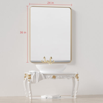 Specchio da parete, specchio da toeletta, specchio da bagno con angolo arrotondato (1 pezzo)