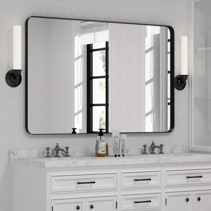Specchio da parete, specchio da toeletta, specchio da bagno con angolo arrotondato (1 pezzo)