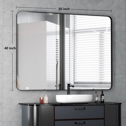 Specchio da parete, specchio da toeletta, specchio da bagno con angolo arrotondato (1 pezzo)