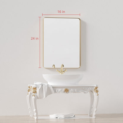 Specchio da parete, specchio da toeletta, specchio da bagno con angolo arrotondato (1 pezzo)