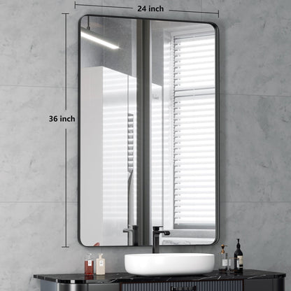 Specchio da parete, specchio da toeletta, specchio da bagno con angolo arrotondato (1 pezzo)