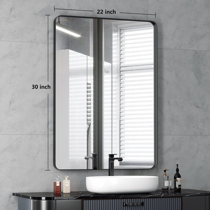 Specchio da parete, specchio da toeletta, specchio da bagno con angolo arrotondato (1 pezzo)