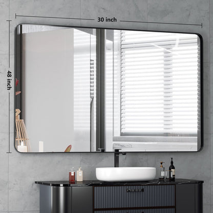 Specchio da parete, specchio da toeletta, specchio da bagno con angolo arrotondato (1 pezzo)