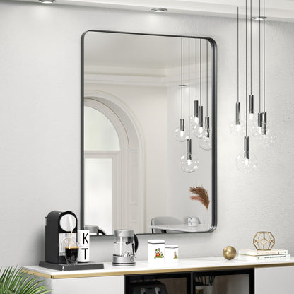 Specchio da parete, specchio da toeletta, specchio da bagno con angolo arrotondato (1 pezzo)