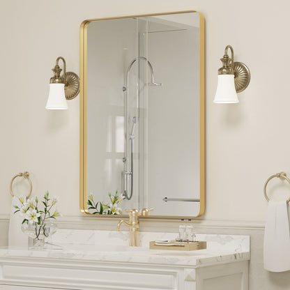 Specchio da parete, specchio da toeletta, specchio da bagno con angolo arrotondato (1 pezzo)