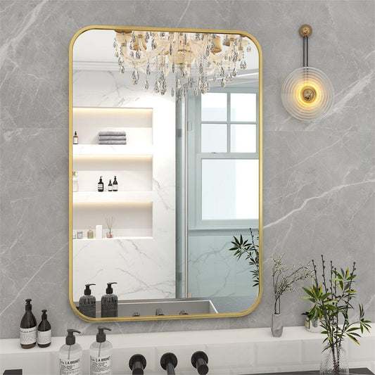 Specchio da bagno a parete con angolo arrotondato