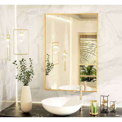 Specchio da parete per bagno rettangolare classico con cornice in metallo