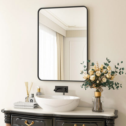 Specchio da bagno a parete con angolo arrotondato