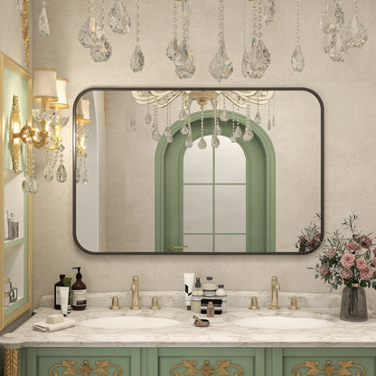 Specchio da bagno a parete con angolo arrotondato