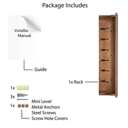 Wallniture Mante Portachiavi da parete, Porta posta decorativo con ripiano, Grandi ganci appendiabiti, Portachiavi da parete in legno