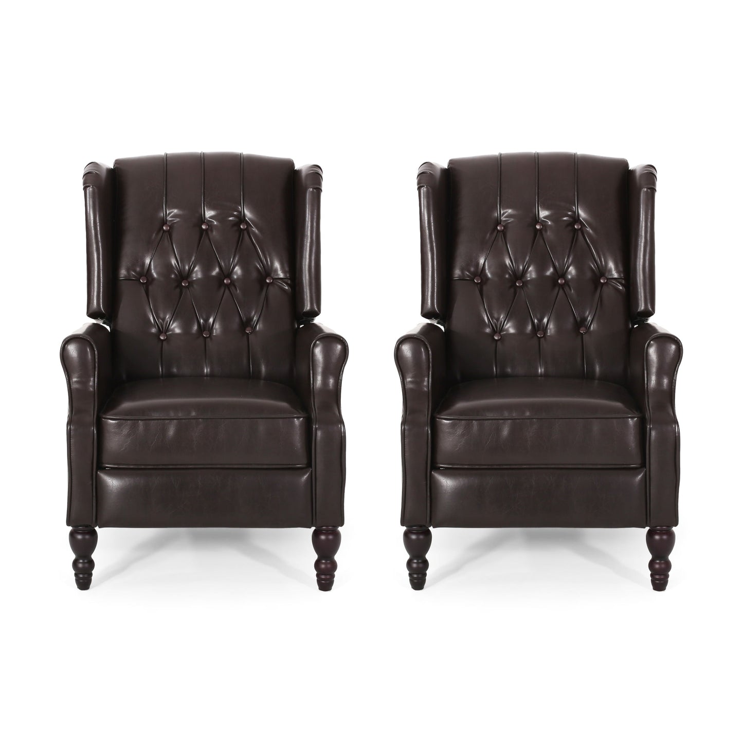 Poltrona reclinabile Walter Classic Tufted in similpelle (2 pezzi) con finiture a borchie di Christopher Knight Home