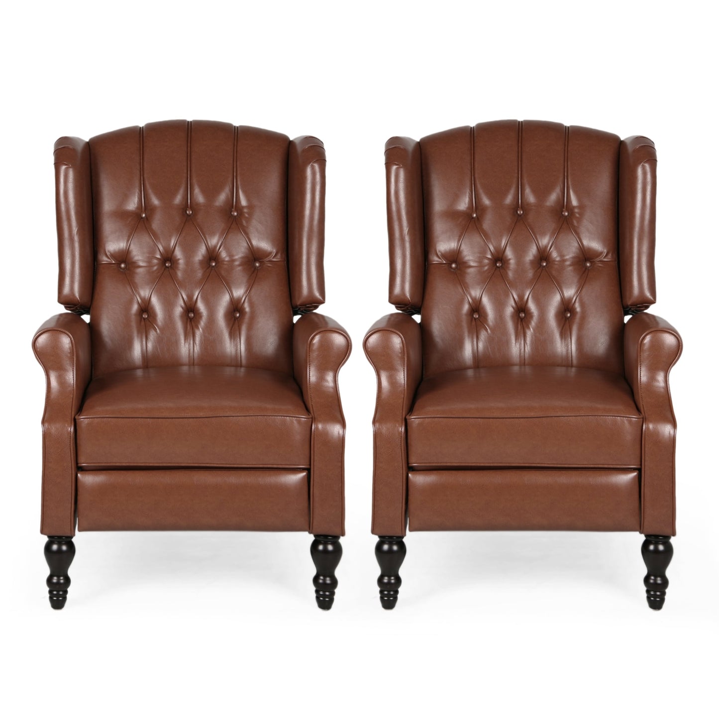 Poltrona reclinabile Walter Classic Tufted in similpelle (2 pezzi) con finiture a borchie di Christopher Knight Home