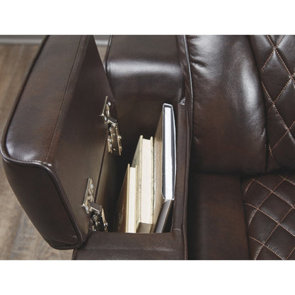 Divano reclinabile elettrico in similpelle color cioccolato Warnerton - 84 L x 38 P x 44 A