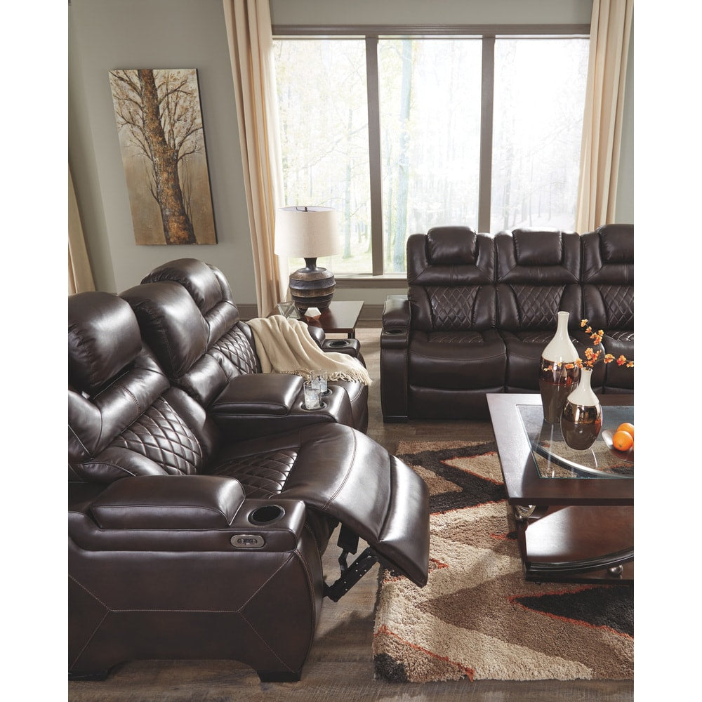 Divano reclinabile elettrico in similpelle color cioccolato Warnerton - 84 L x 38 P x 44 A