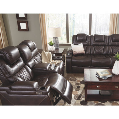 Divano reclinabile elettrico in similpelle color cioccolato Warnerton - 84 L x 38 P x 44 A