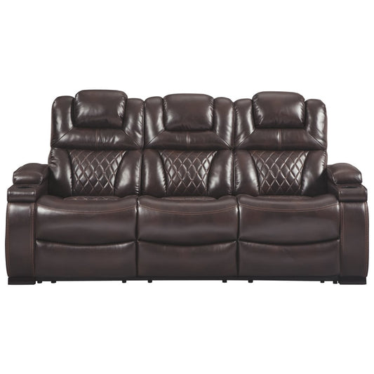Divano reclinabile elettrico in similpelle color cioccolato Warnerton - 84 L x 38 P x 44 A