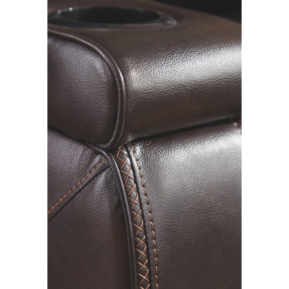 Divano reclinabile elettrico in similpelle color cioccolato Warnerton - 84 L x 38 P x 44 A
