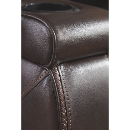 Divano reclinabile elettrico in similpelle color cioccolato Warnerton - 84 L x 38 P x 44 A