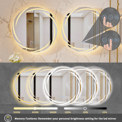 Specchio da bagno con luce LED touch impermeabile e antiappannamento, dimmerabile