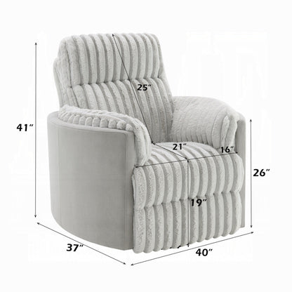 Poltrona girevole reclinabile manuale Watsy, velluto a coste grigio moderno