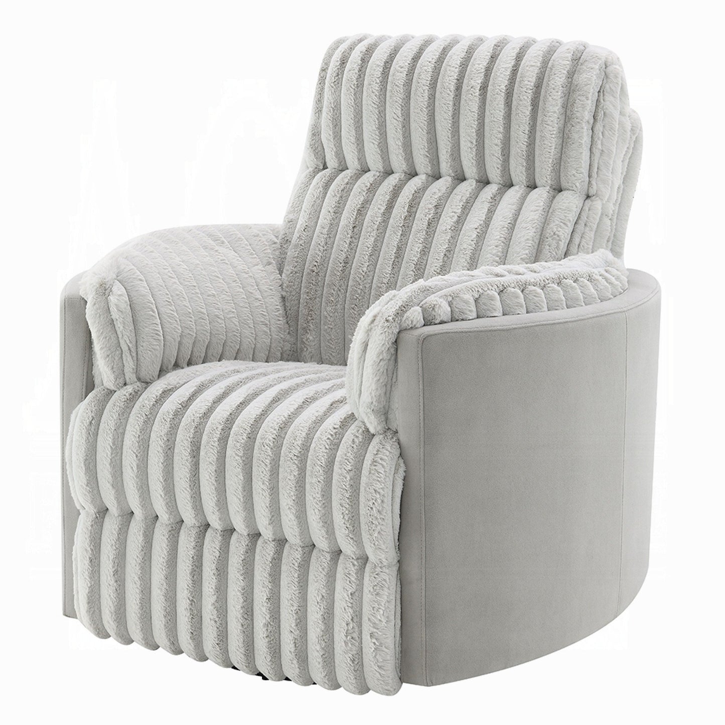 Poltrona girevole reclinabile manuale Watsy, velluto a coste grigio moderno