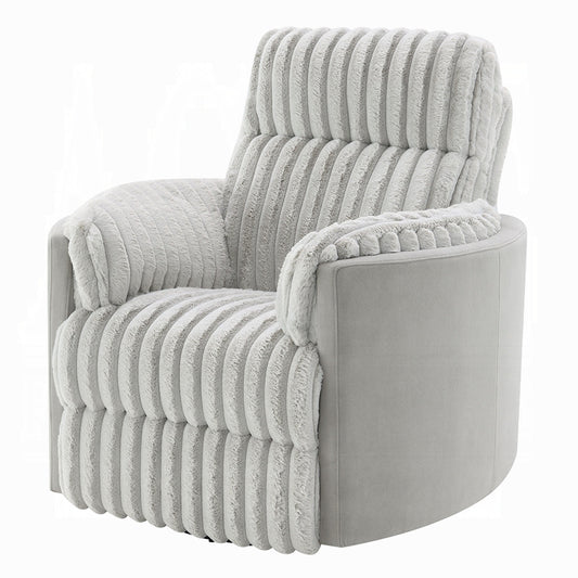 Poltrona girevole reclinabile manuale Watsy, velluto a coste grigio moderno