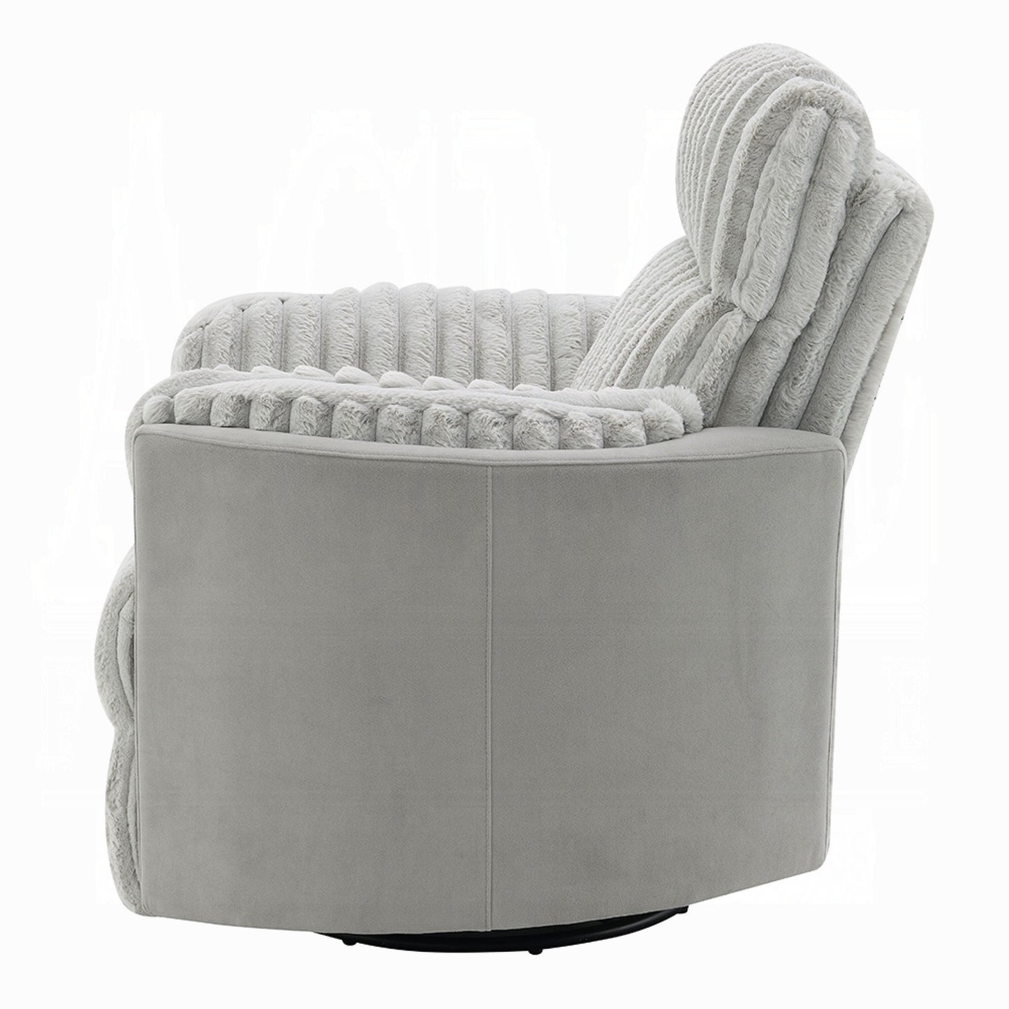 Poltrona girevole reclinabile manuale Watsy, velluto a coste grigio moderno
