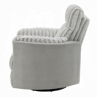 Poltrona girevole reclinabile manuale Watsy, velluto a coste grigio moderno