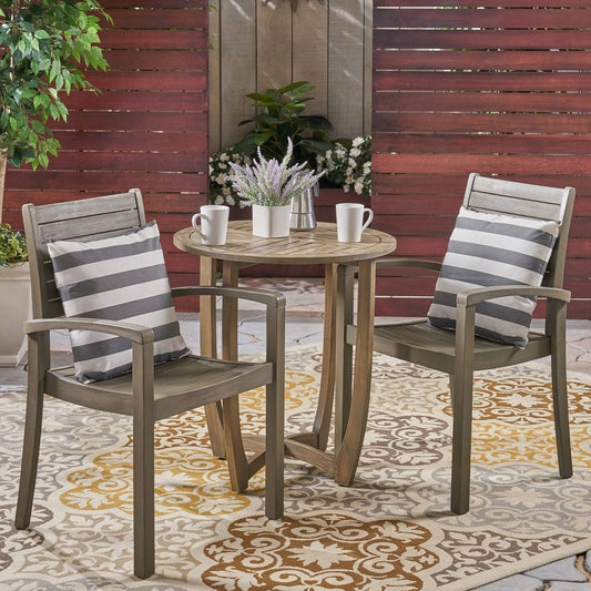Set da bistrot Waverley da esterno a 2 posti in legno di acacia di Christopher Knight Home