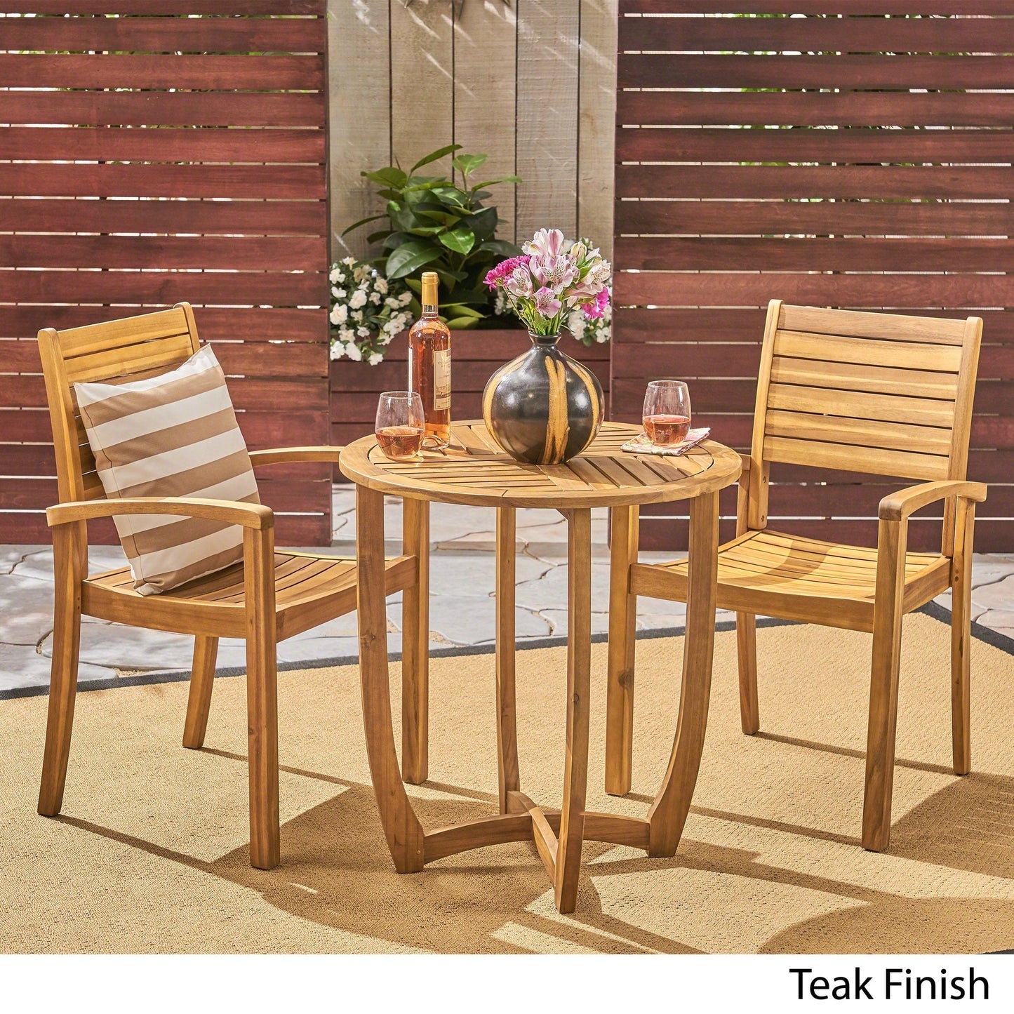 Set da bistrot Waverley da esterno a 2 posti in legno di acacia di Christopher Knight Home