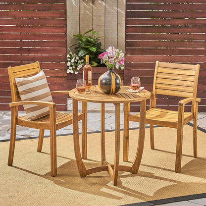 Set da bistrot Waverley da esterno a 2 posti in legno di acacia di Christopher Knight Home