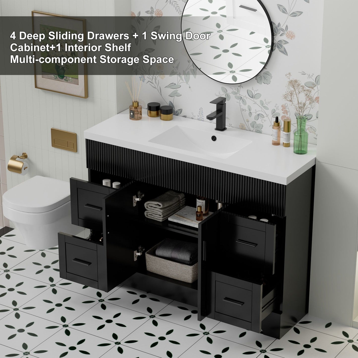 Mobile bagno Wavy Line 30/36/48 con lavabo e rubinetto