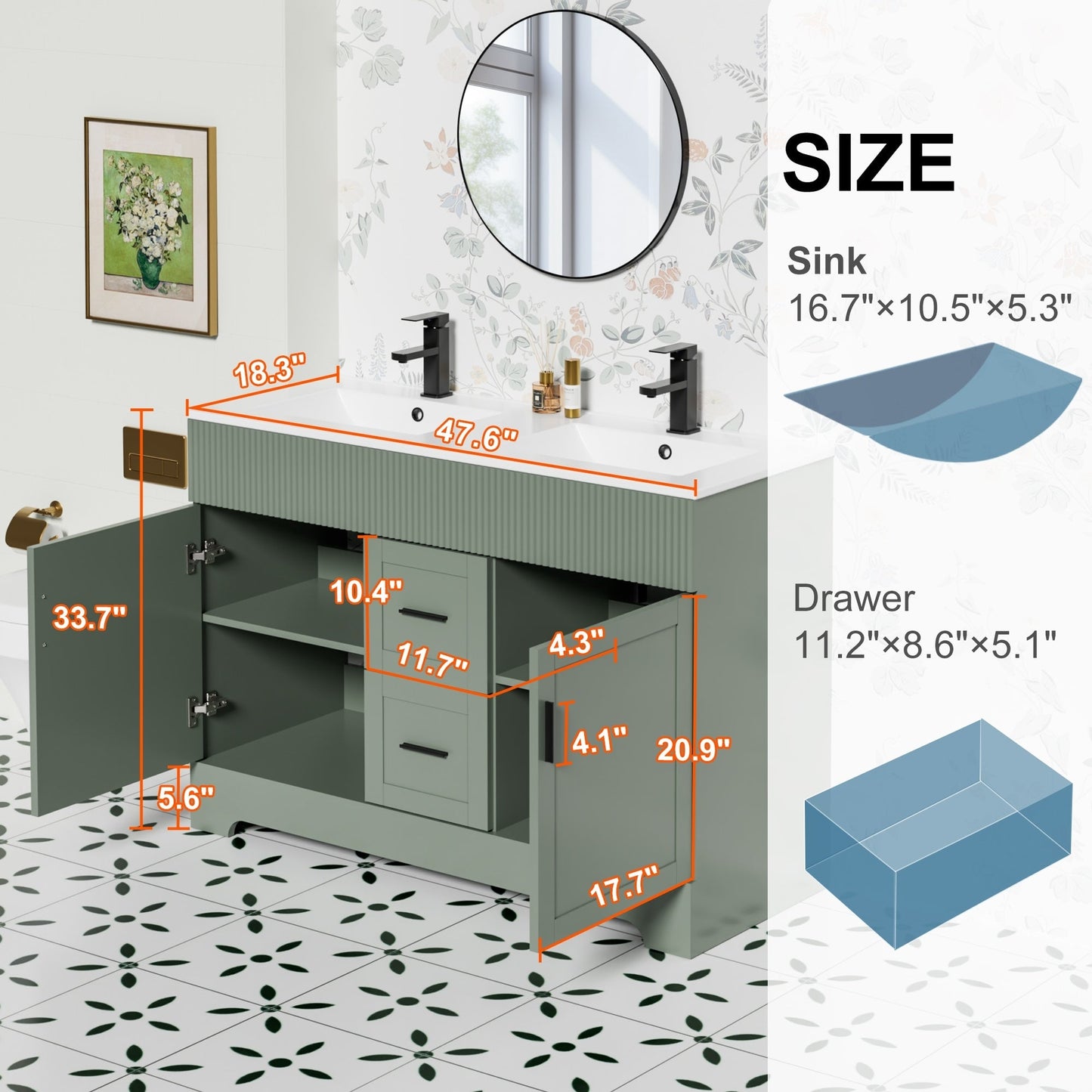 Mobile bagno Wavy Line 30/36/48 con lavabo e rubinetto