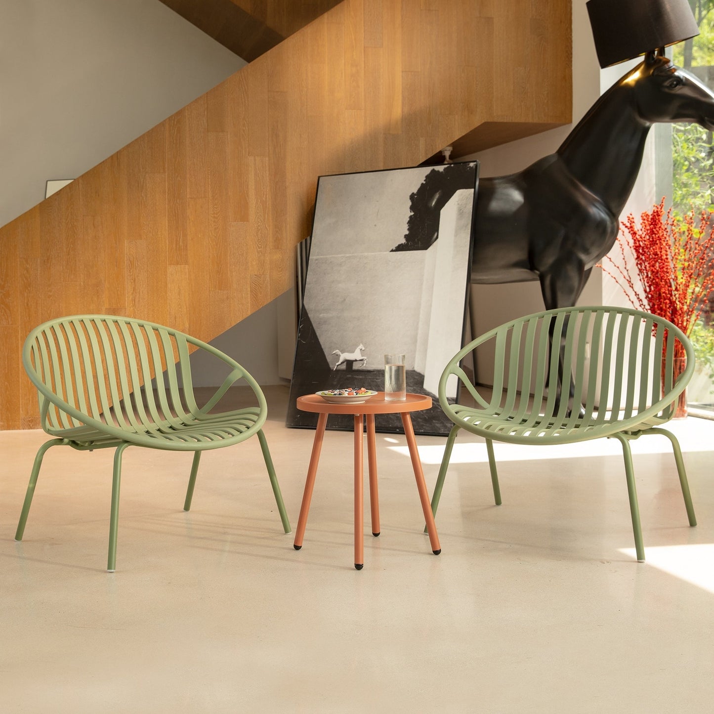 Set di mobili da giardino Werph da 3 pezzi, mobili da esterno con tavolo da bistrot e sedie da giardino, set da 2