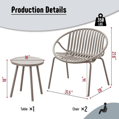Set di mobili da giardino Werph da 3 pezzi, mobili da esterno con tavolo da bistrot e sedie da giardino, set da 2