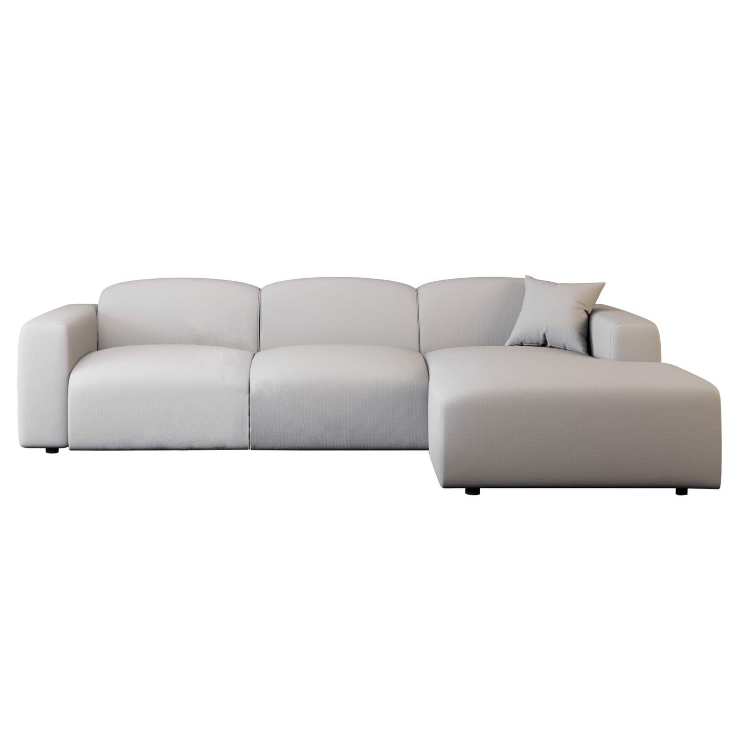 Set da conversazione imbottito Whisper con sedie modulari, braccioli agganciabili e pouf per soggiorno