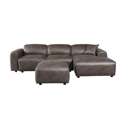 Set da conversazione imbottito Whisper con sedie modulari, braccioli agganciabili e pouf per soggiorno