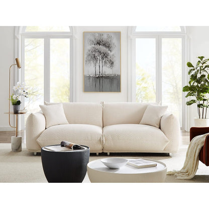 Divano a due posti oversize bianco da 87'' con gambe in metallo, struttura in legno massello, 2 cuscini, morbido e resistente