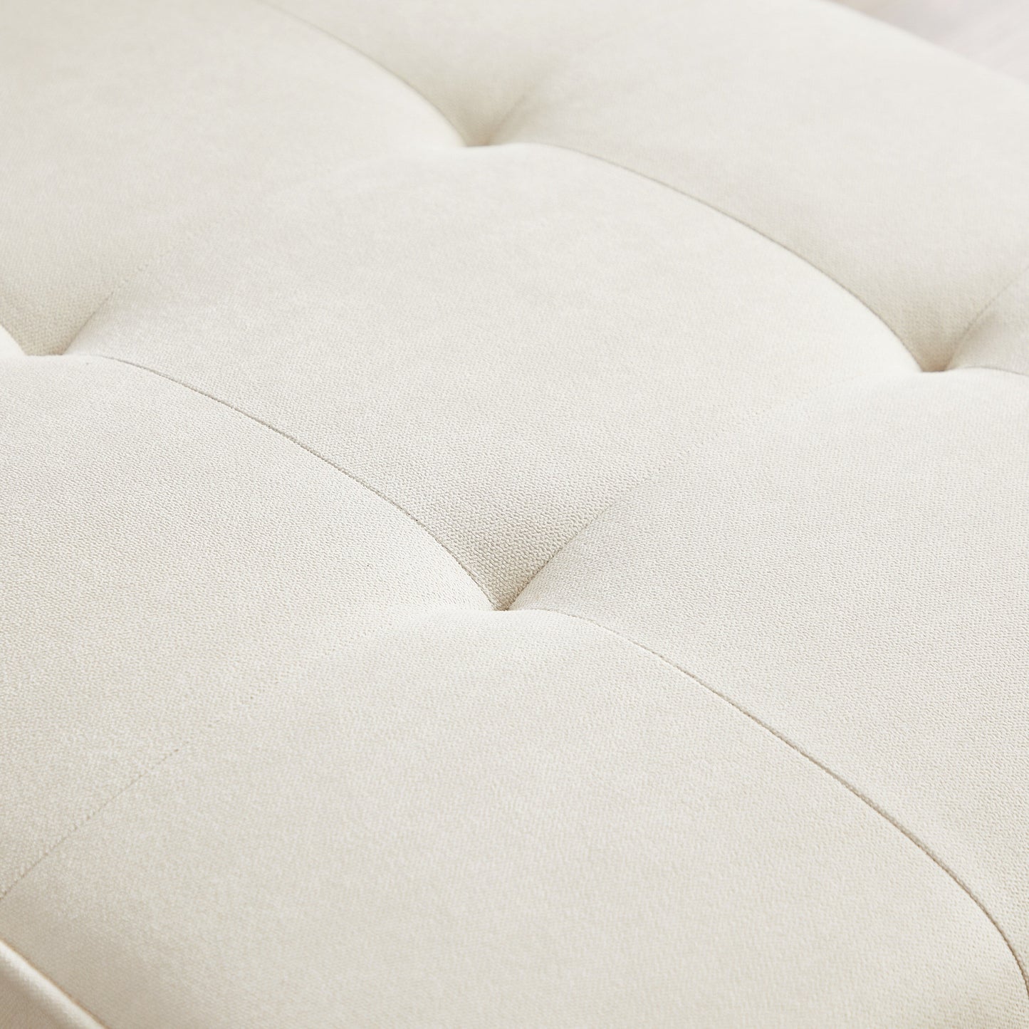 Divano trasformabile a L in lino bianco 94,5 con chaise longue destra, cuscini in schiuma e organizer portaoggetti