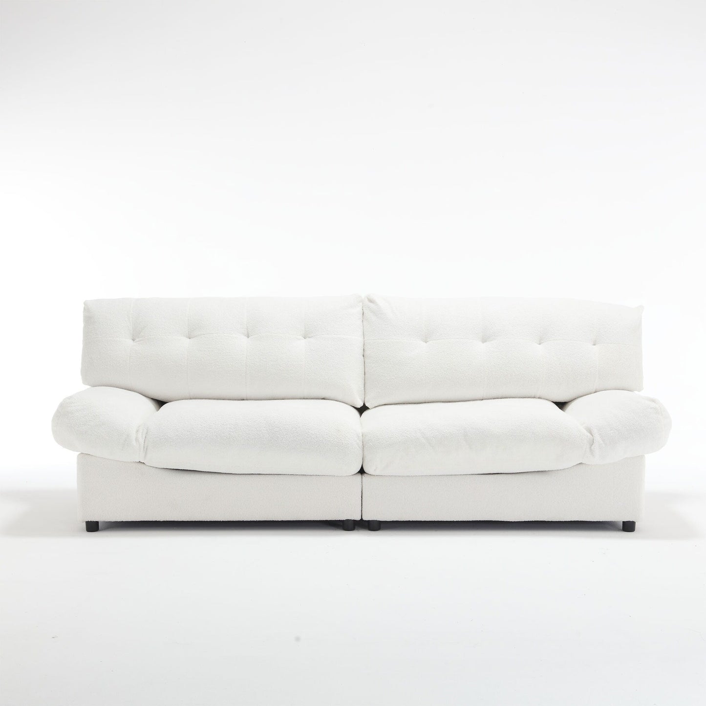 Divano in tessuto bianco da 96,46'' a 2 posti con design ispirato alle nuvole, cuscini morbidi e robusti piedini in plastica
