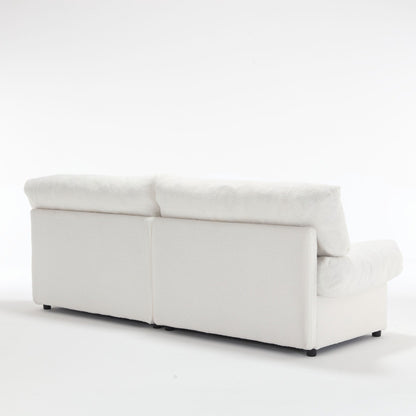 Divano in tessuto bianco da 96,46'' a 2 posti con design ispirato alle nuvole, cuscini morbidi e robusti piedini in plastica