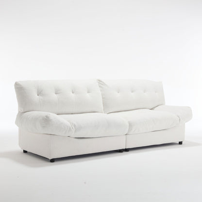 Divano a 2 posti in tessuto bianco da 96,46'' con design a nuvola, comodo stile imbottito e piedini in plastica per il soggiorno
